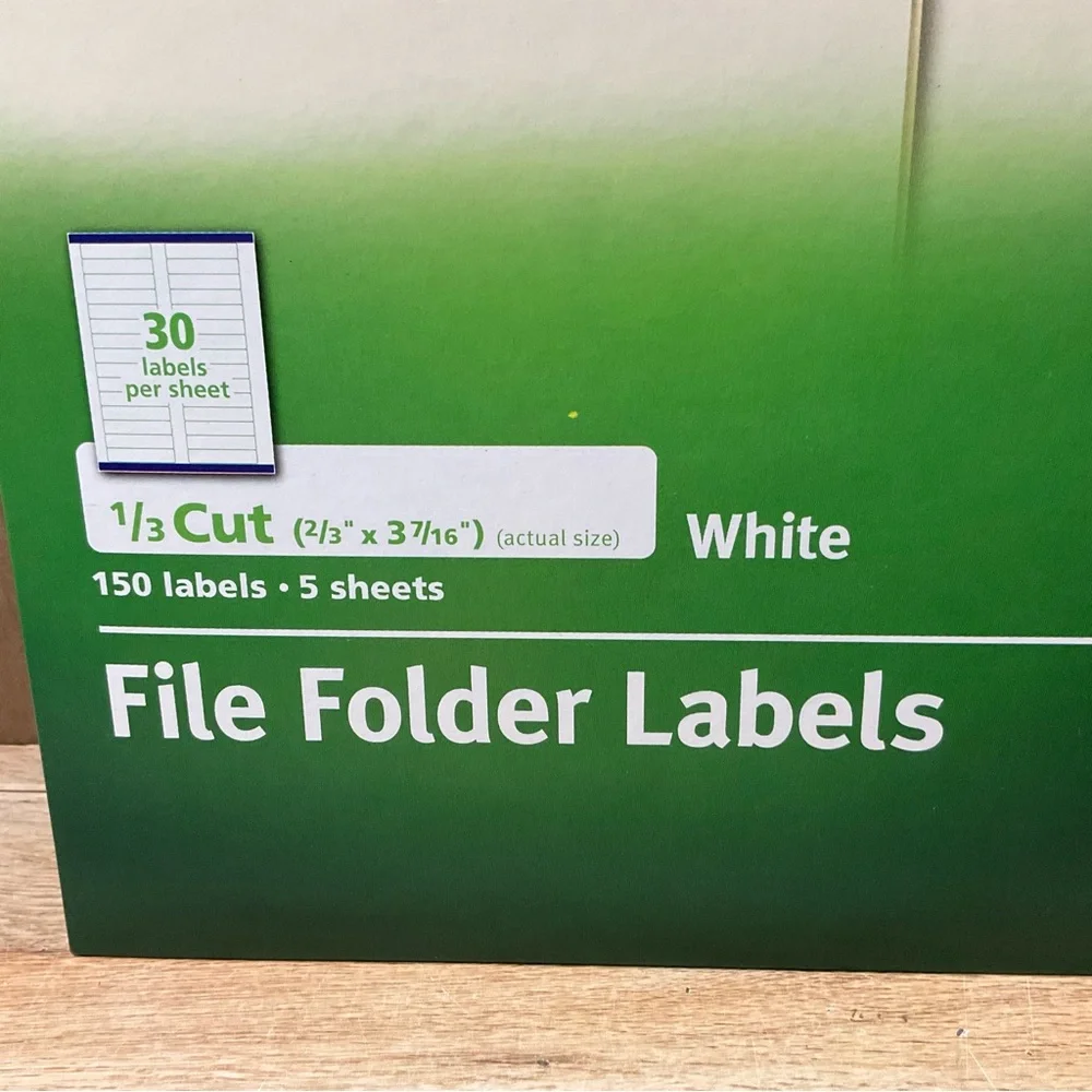 4 X Avery File Folder Labels 8593 1/3 Cut 2/3” X 3 7/16” White 150 Laser Inkjet